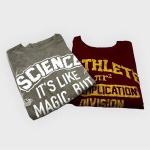 Lot of 2 Boy Shirts Math Science School Long Sleeve Large/XL Kids Fall